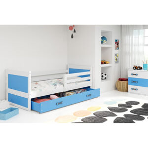 Dětská patrová postel s výsuvnou postelí ERYK 190x80 cm Modrá Bílá