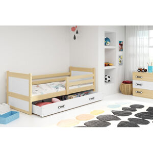 Dětská patrová postel s výsuvnou postelí ERYK 200x90 cm Bílá Borovice