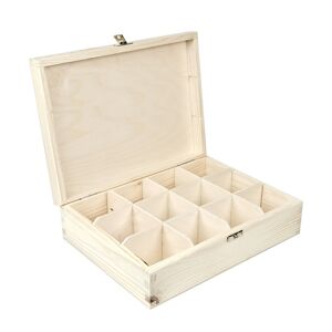 Dřevěná krabička na čaj / 12 přihrádek (dřevěné polotovary na kreativní)